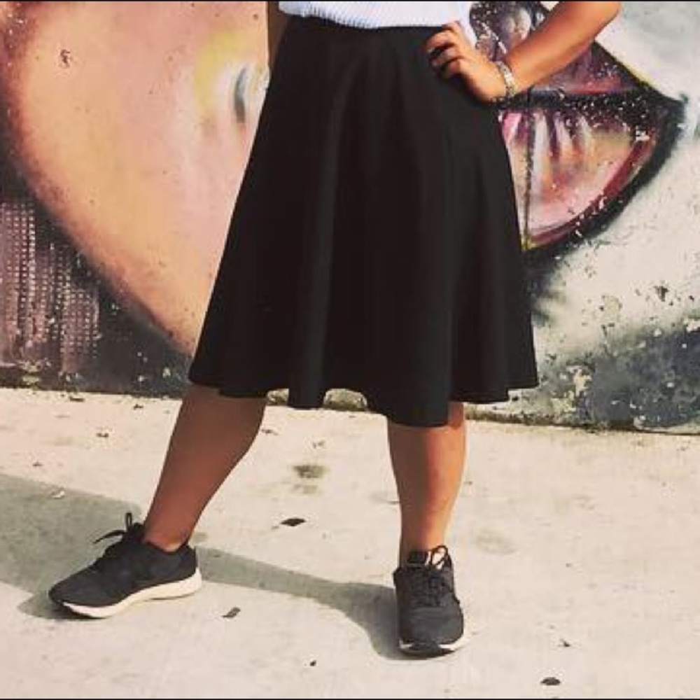 Black flared skirt